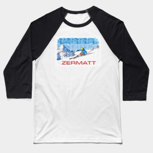 Zermat, Switzerland, Ski Poster Baseball T-Shirt